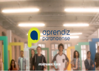 Campanha Aprendiz Paranaense: Dá uma chance. Abra as portas da sua empresa para um adolescente poder trabalhar, continuar estudando e mudar de vida.