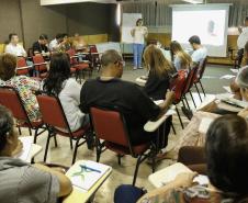 ?O que leva o adolescente a se envolver com a criminalidade??. Com esta frase a doutora em psicologia e estudos psicanalísticos, Ludmilla Feres Faria, iniciou a apresentação com o tema ?Adolescências?, realizada durante o quarto encontro do Circuito de Capacitação da Socioeducação, Foto: Ricardo Marajó/SEDS
