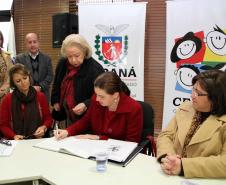Secretária da Família e Desenvolvimento Social, Fernanda Richa, participou da posse dos novos conselheiros, indicados pela sociedade civil, do Conselho Estadual dos Direitos da Criança e do Adolescente (Cedca).Presidente em exercício láudia Foltran.Foto:Rogério Machado/SEDS