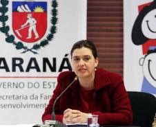 Secretária da Família e Desenvolvimento Social, Fernanda Richa, participou da posse dos novos conselheiros, indicados pela sociedade civil, do Conselho Estadual dos Direitos da Criança e do Adolescente (Cedca).Presidente em exercício láudia Foltran.Foto:Rogério Machado/SEDS