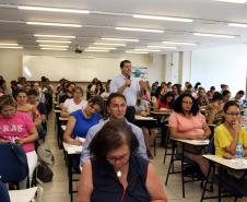 A última etapa do Seminário Capacitação de Combate ao Trabalho Infantil promovido pela Secretaria da Família e Desenvolvimento Social (Seds) iniciou nesta quarta-feira (05), em Curitiba. O evento que já foi realizado em Foz do Iguaçu e Londrina acontece até sexta-feira (07) e está abordando as recomendações do plano regional para prevenção e erradicação do trabalho infantil com municípios.Foto: Ricardo Marajó/SEDS