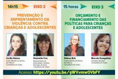 Programação das palestras do dia 22 da X Conferência Estadual dos Direitos da Criança e do Adolescente