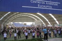 A secretária da Família e Desenvolvimento Social, Fernanda Richa, junto com o secretário municipal do Esporte, Lazer e Juventude, Marcello Richa.participou na manhã desta sexta-feira (06) da inauguração do Centro da Juventude Eucaliptos no bairro Alto Boqueirão, em Curitiba.Foto: Rogério Machado/SEDS