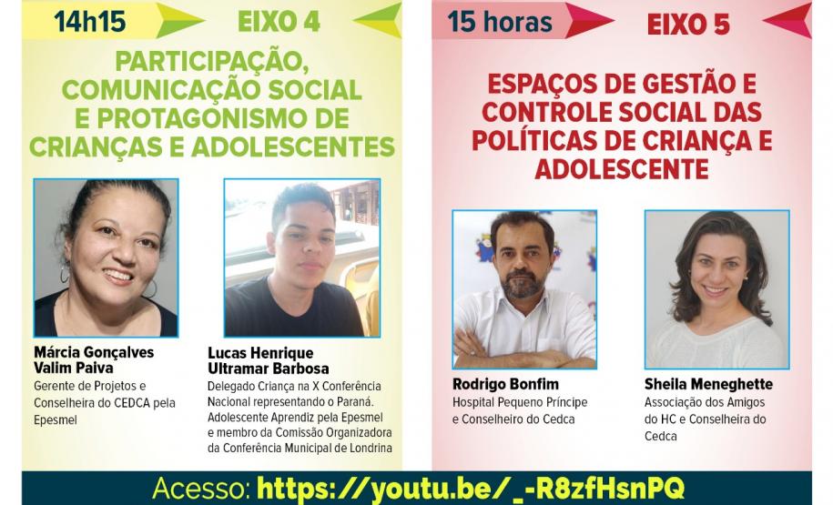 Conferência dia 23 Programação das palestras do dia 23 da X Conferência Estadual dos Direitos da Criança e do Adolescente