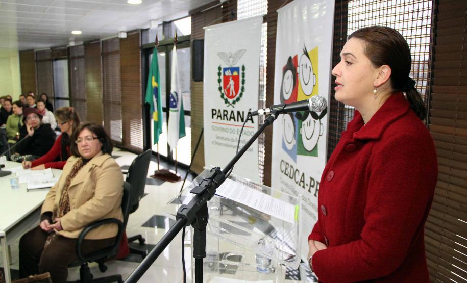 Secretária da Família e Desenvolvimento Social, Fernanda Richa, participou da posse dos novos conselheiros, indicados pela sociedade civil, do Conselho Estadual dos Direitos da Criança e do Adolescente (Cedca).Presidente em exercício láudia Foltran.Foto:Rogério Machado/SEDS